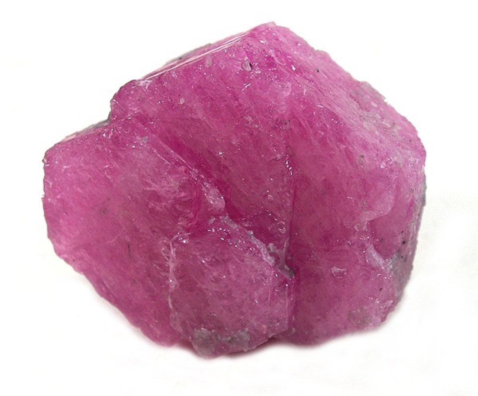 Pink corundum crystal showing the barrel-shaped hexagonal habit