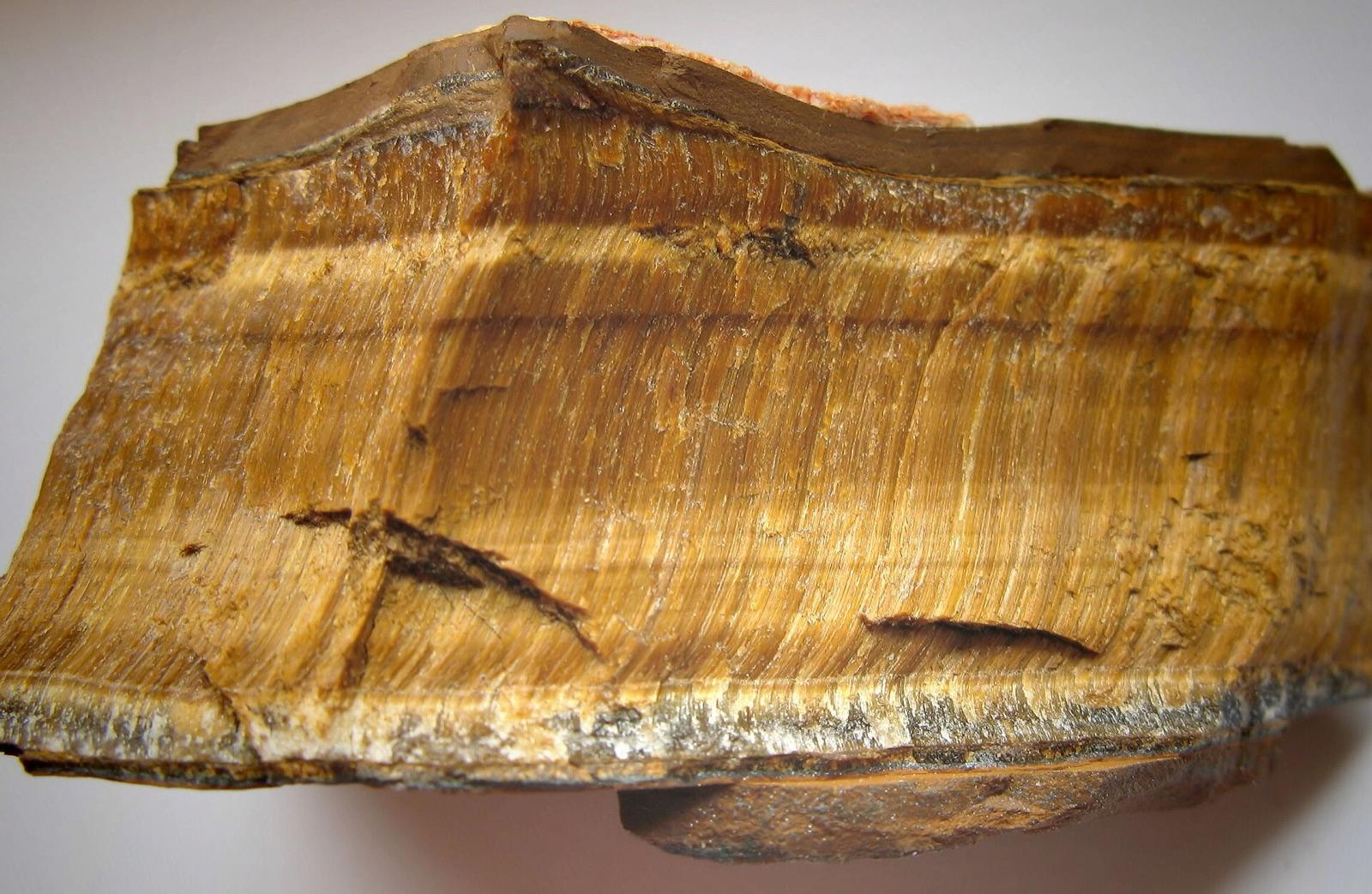 Rough tiger's eye from South Africa with the fibrous structure visible