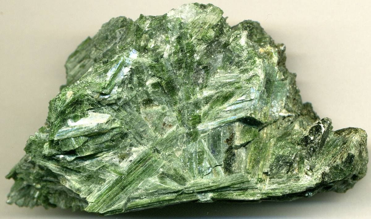 Bright green radiating actinolite blades, California