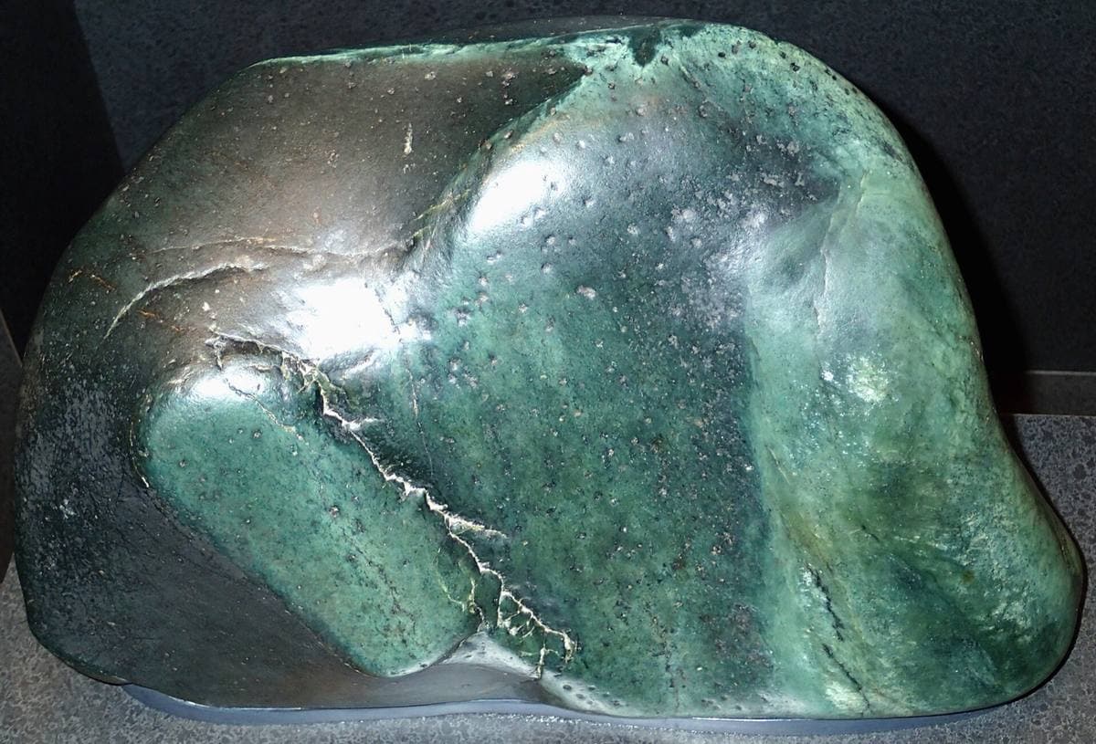 Nephrite jade, the compact fibrous variety of actinolite, Jeffrey City, Wyoming