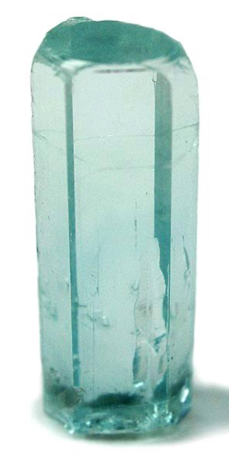 Water-clear aquamarine showing hexagonal prism and flat termination, Mount Antero, Colorado