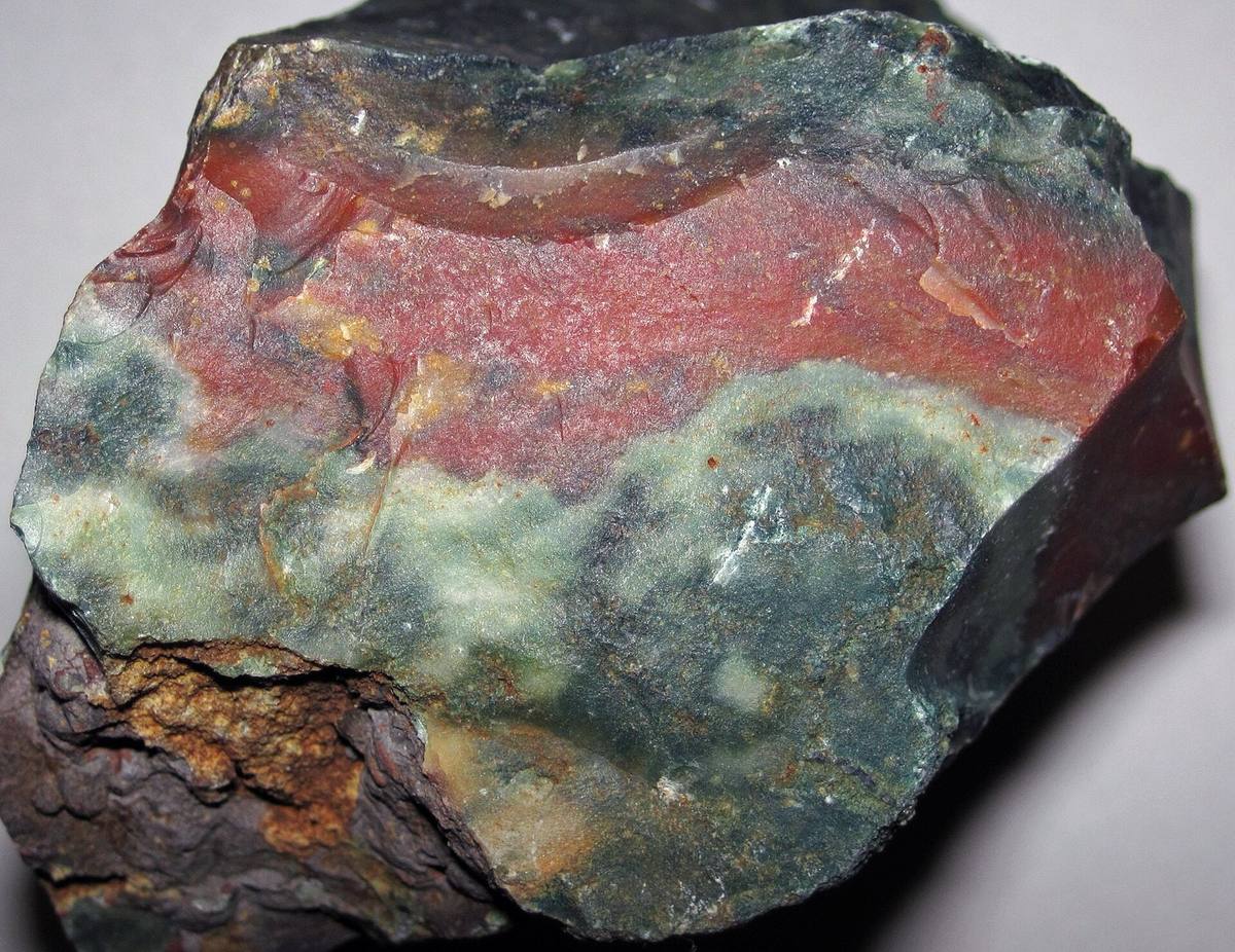 Rough bloodstone with weathered rind