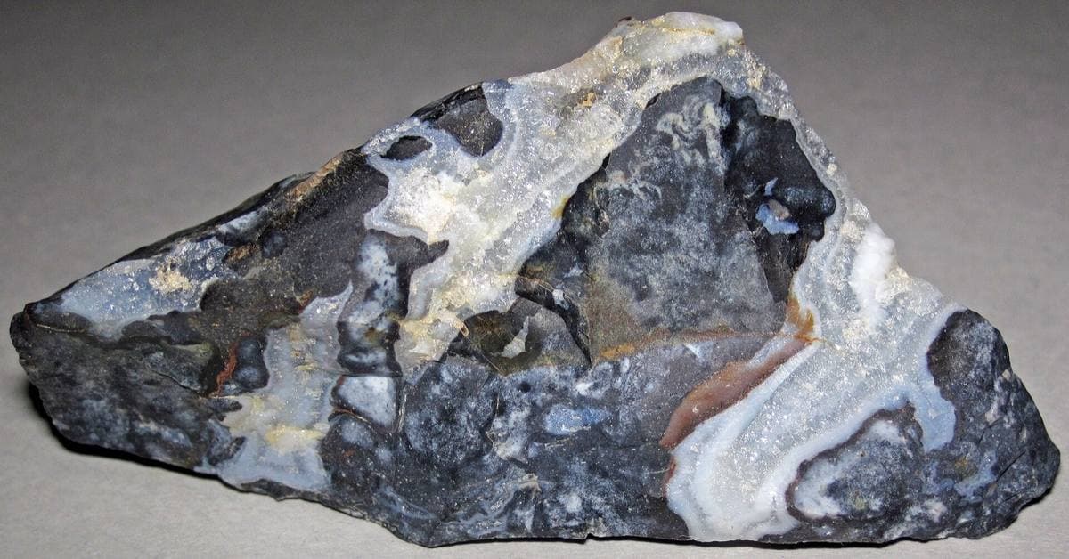 Light-blue banded chalcedony in blue-grey chert, Ohio