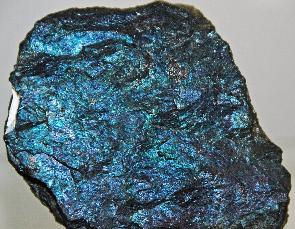 Bornite with blue-violet peacock iridescence, Butte, Montana