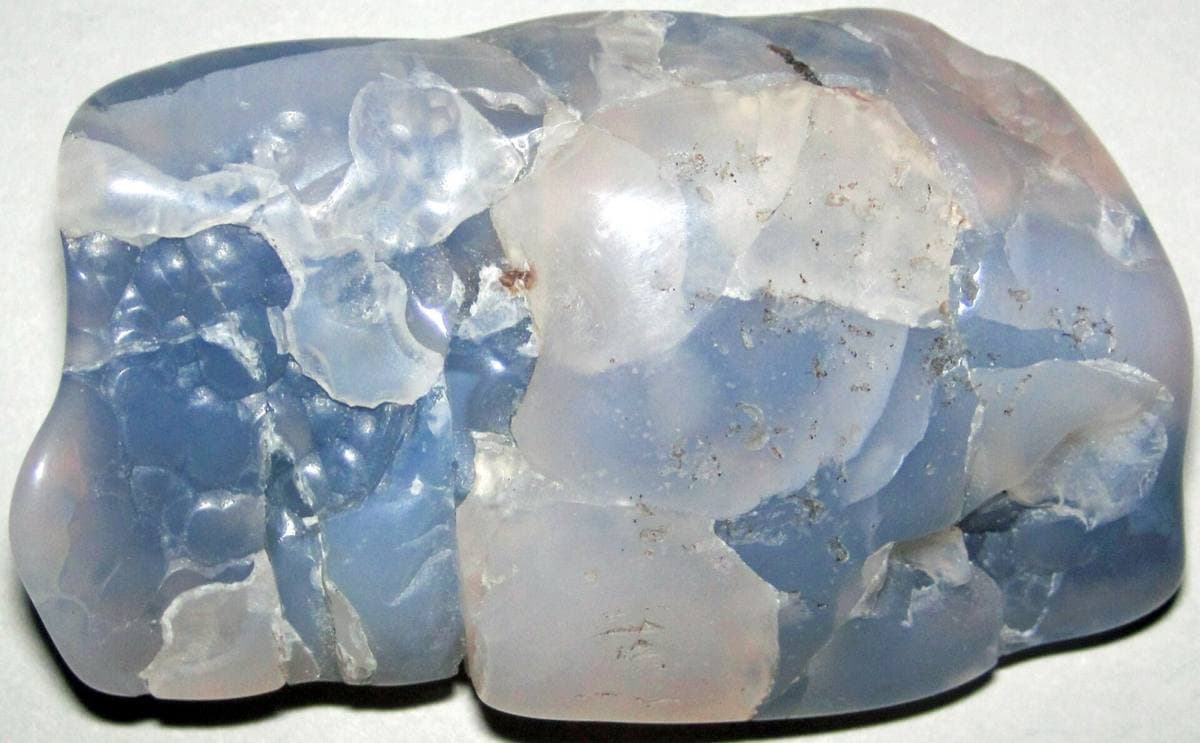Blue chalcedony, tumble-polished, Fontenelle Reservoir, Wyoming