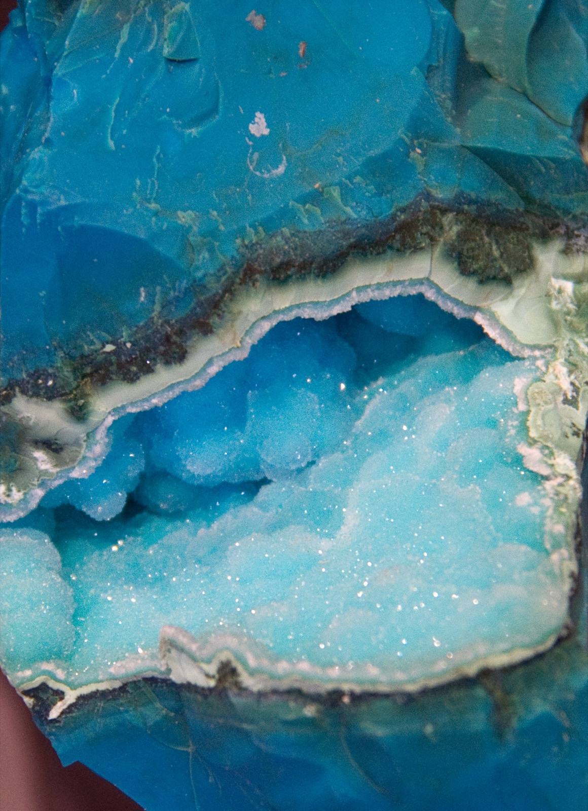 Blue chrysocolla with a white chalcedony rind, Inspiration Mine, Arizona