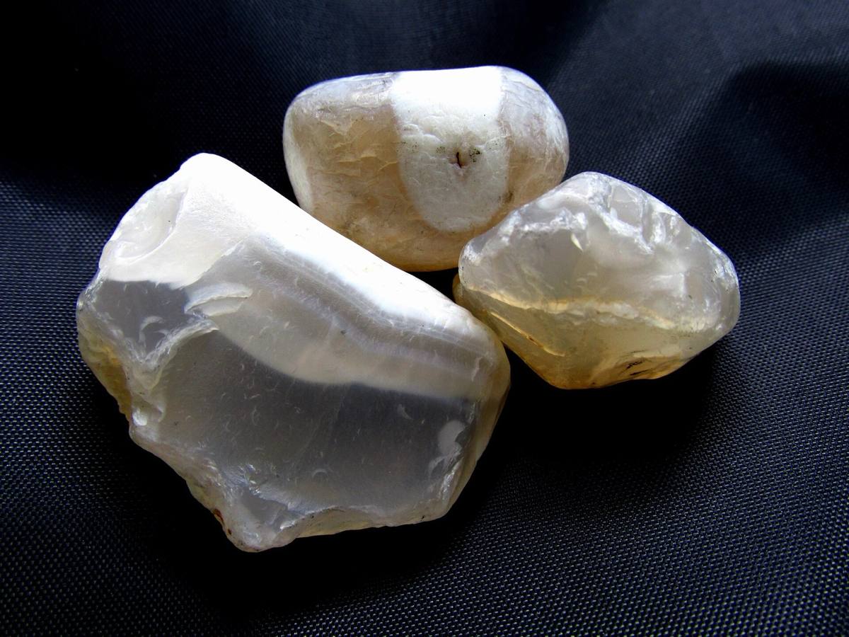 White translucent agate pebbles, Tsugaru, Japan