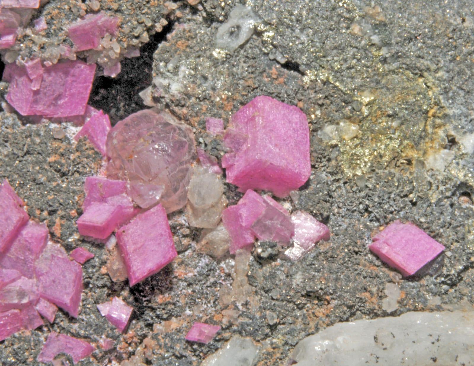 Cobaltoan Calcite mineral, Cobaltodolomite et calcite (Bou Azzer Morocco)