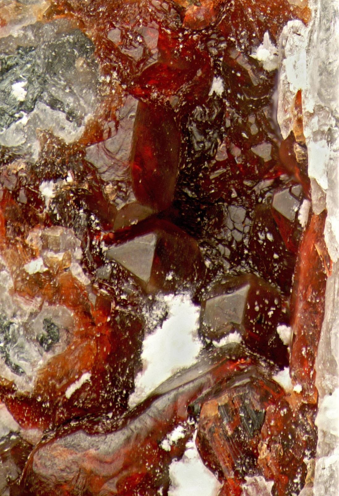Massive red villiaumite in matrix, Mont Saint-Hilaire
