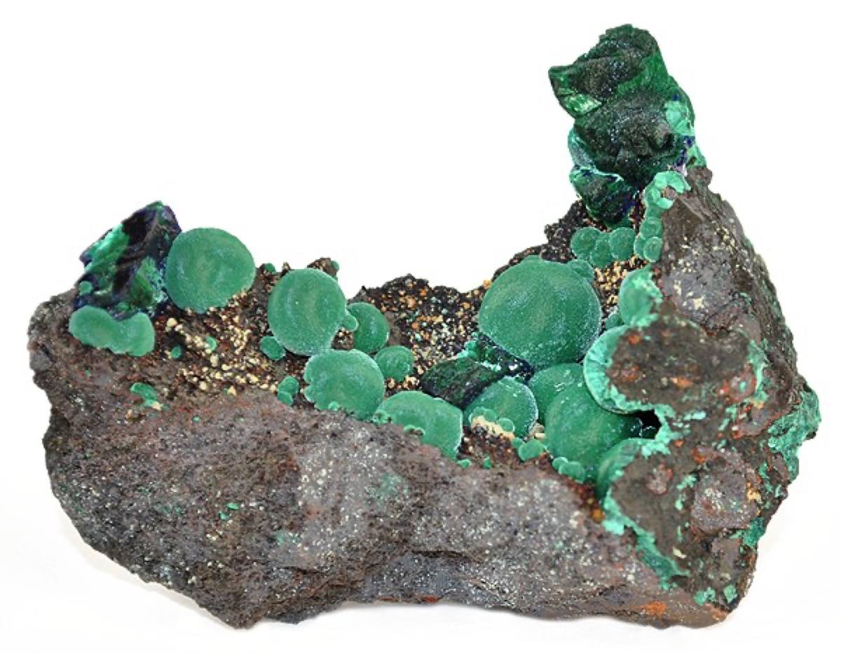 Bright green botryoidal malachite on gossan, Morenci, Arizona