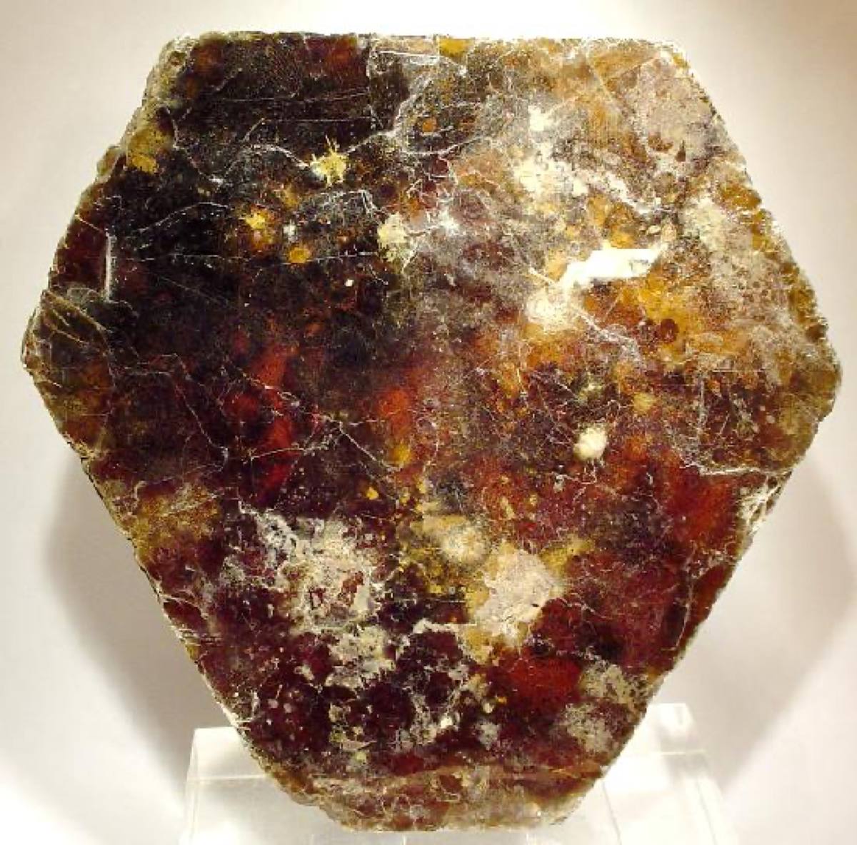 Red-brown hexagonal phlogopite book