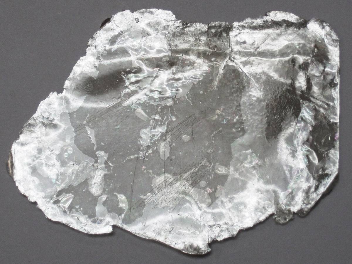 Peeled muscovite sheet showing perfect basal cleavage
