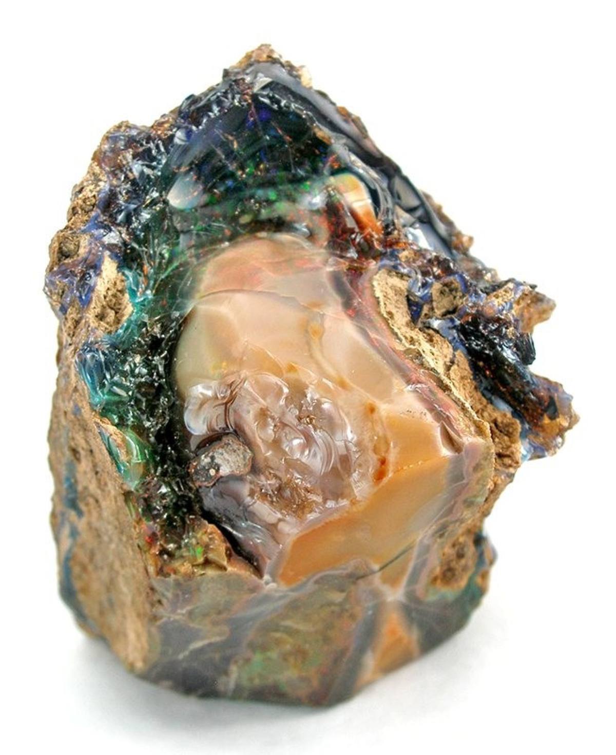 Wood opal limb cast with blue-green flash