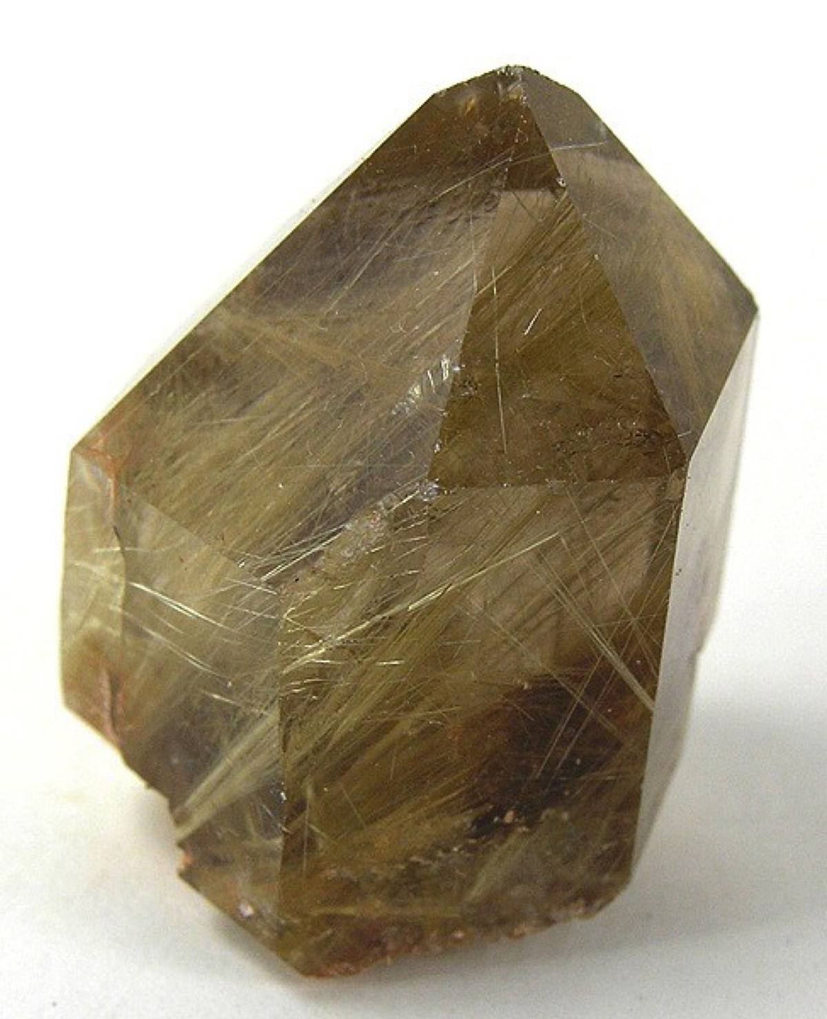 Golden acicular rutile needles in quartz (rutilated quartz)