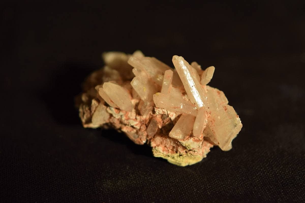 Peach bladed selenite crystals on matrix, Sandoval County, New Mexico