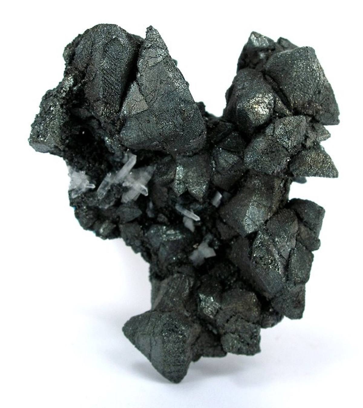 Cluster of iron-black tennantite tetrahedra