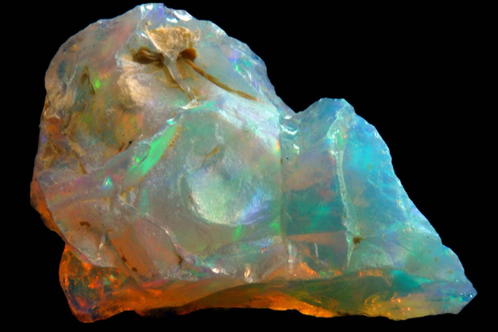 Rough Welo opal from Ethiopia showing play of colour