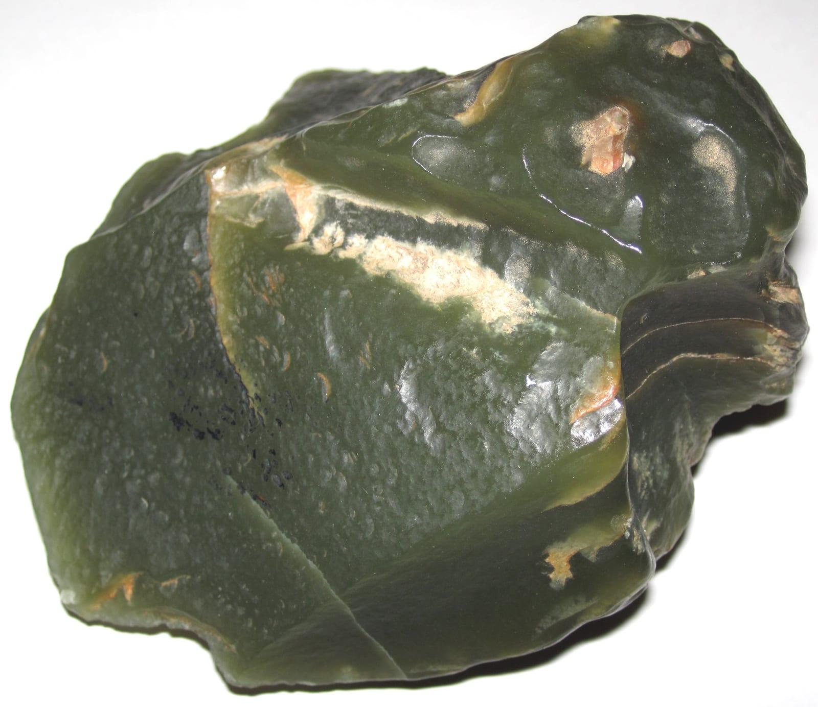 Wyoming Jade mineral, Green nephrite jade ventifact (Precambrian; Crooks Mountain, Fremont County, Wyoming, USA)