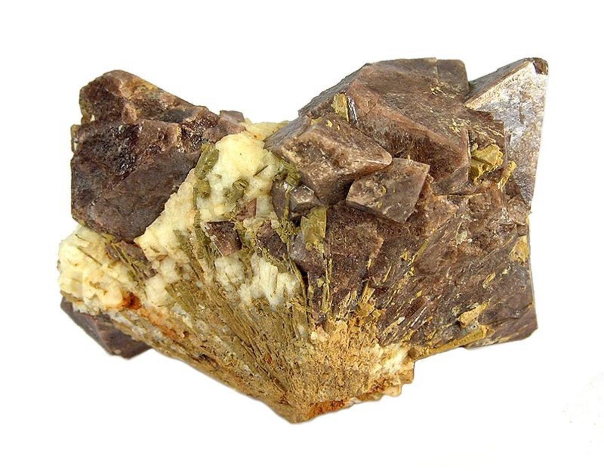 Brown zircon crystals on massive quartz, Henderson County, North Carolina