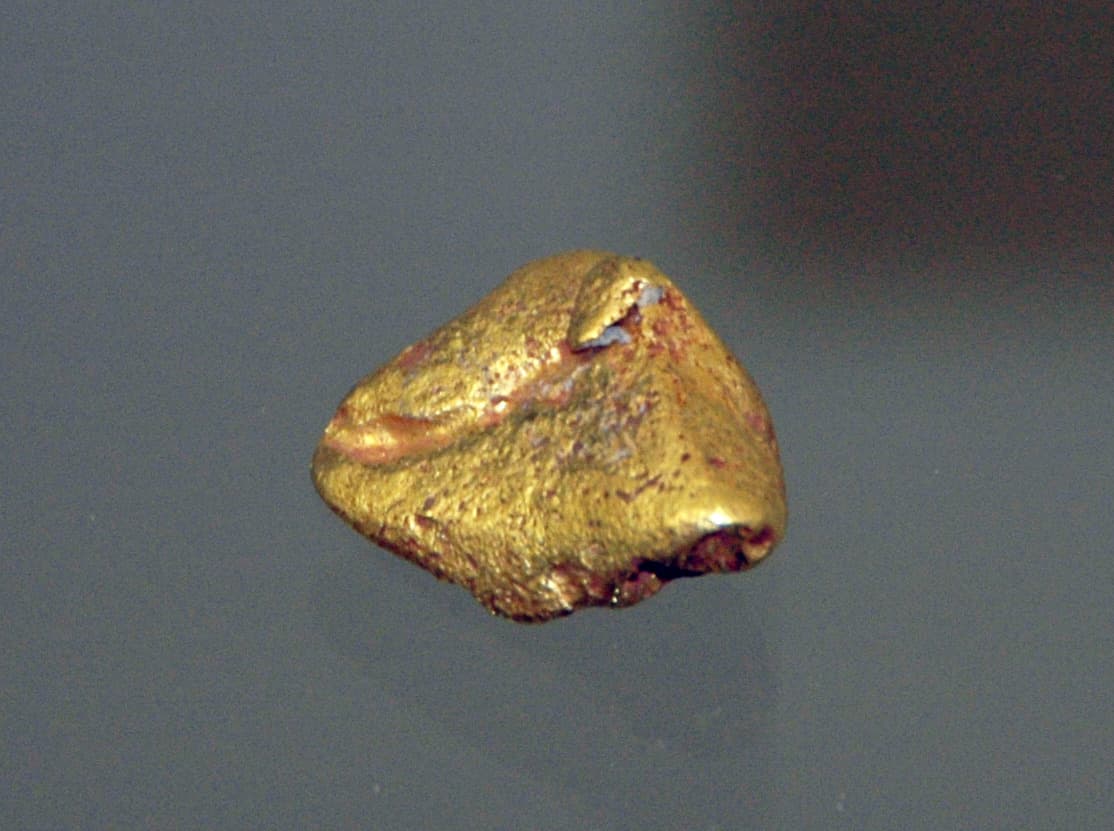 Placer gold nugget from the Nacoochee deposit in White County, the kind of native gold panned from the Dahlonega gold belt streams
