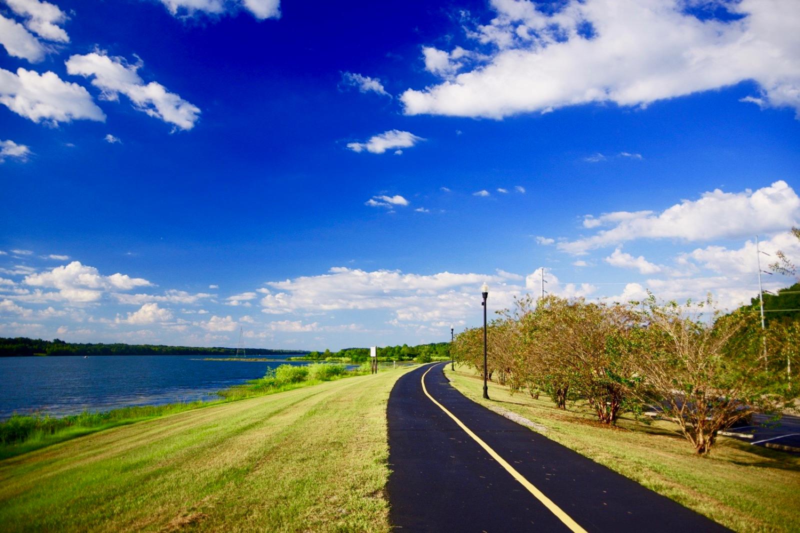 The Tennessee-Tombigbee Waterway with riprap gravel banks near Fulton, Itawamba County, Mississippi