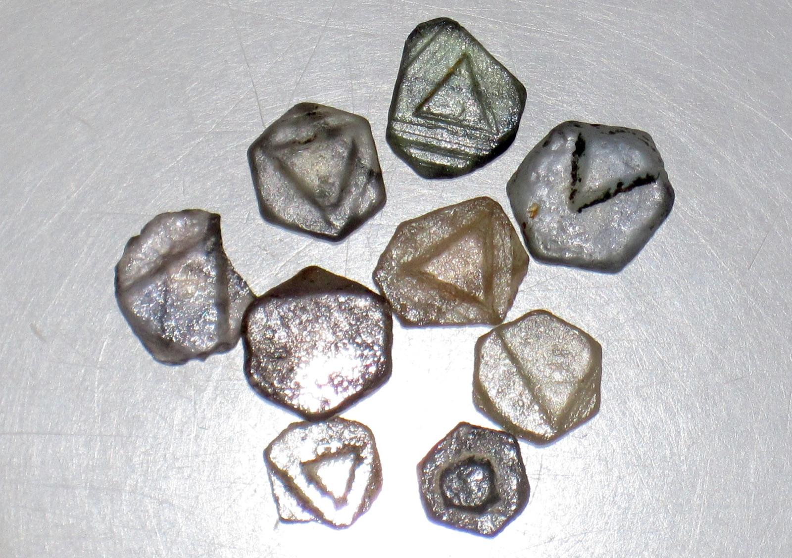 Rough Montana sapphire crystals recovered from fluvial gravel, a representative specimen of the sapphires found at Rock Creek, Granite County, Montana