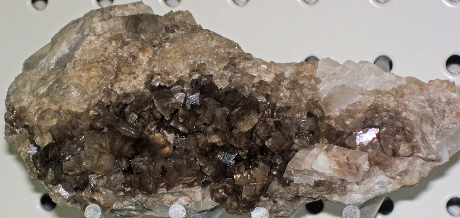 Cluster of cubic fluorite crystals, a representative specimen of the fluorite found at Island Creek, Vance County, North Carolina