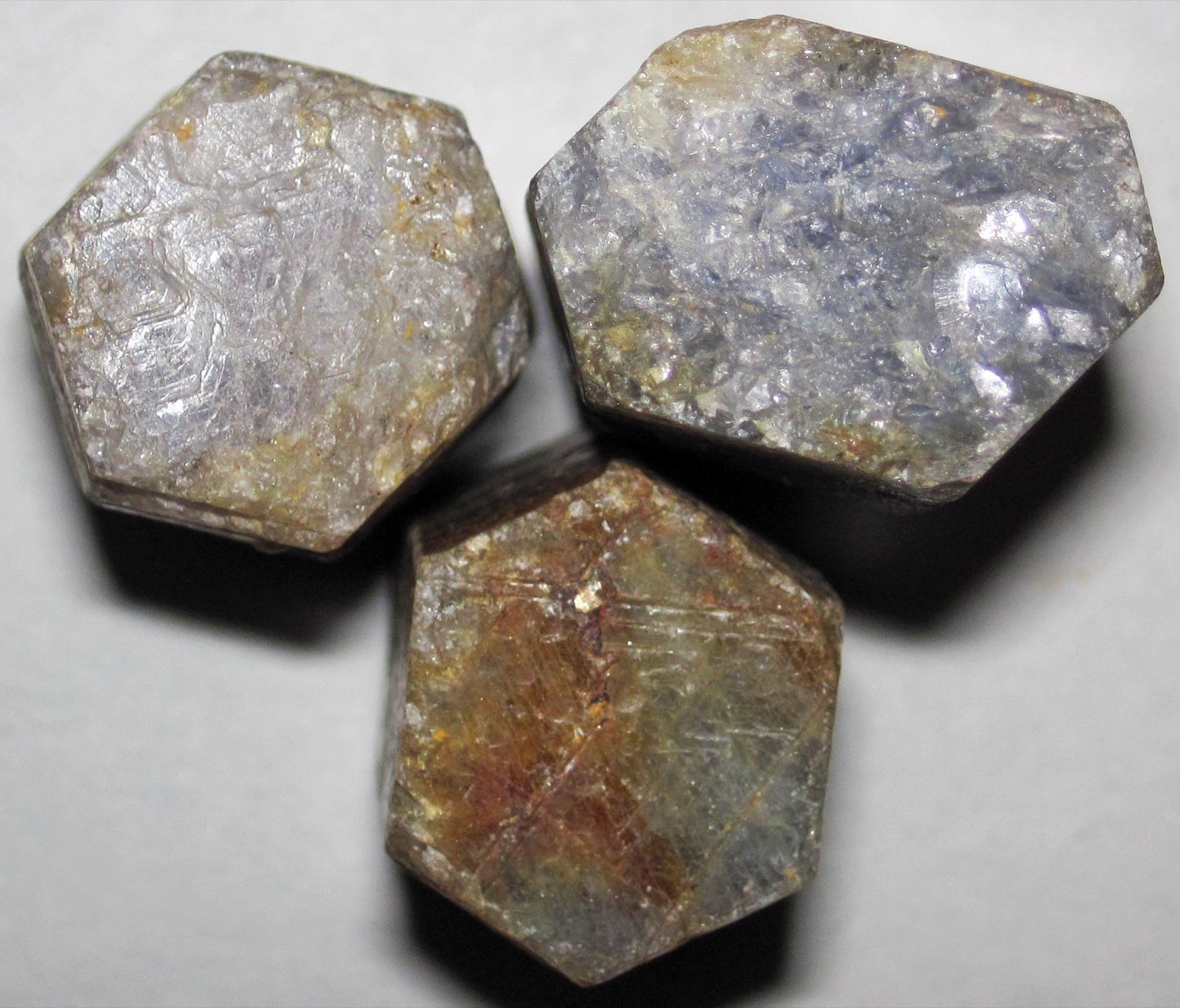 Representative corundum crystals, the gem species found in the crystalline limestone belt at Amity, New York