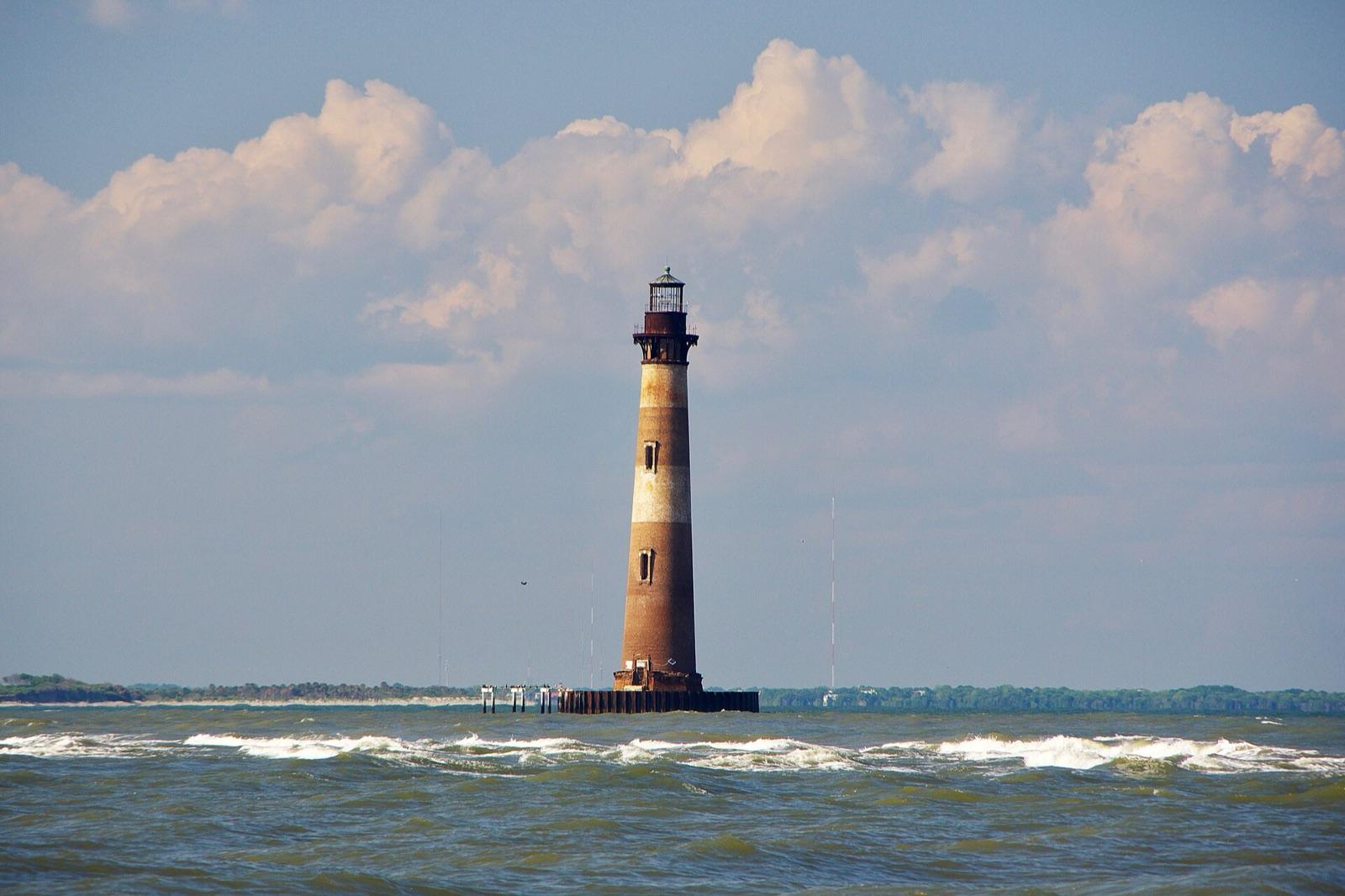 The Morris Island Lighthouse off the north end of Folly Beach, Charleston County, South Carolina