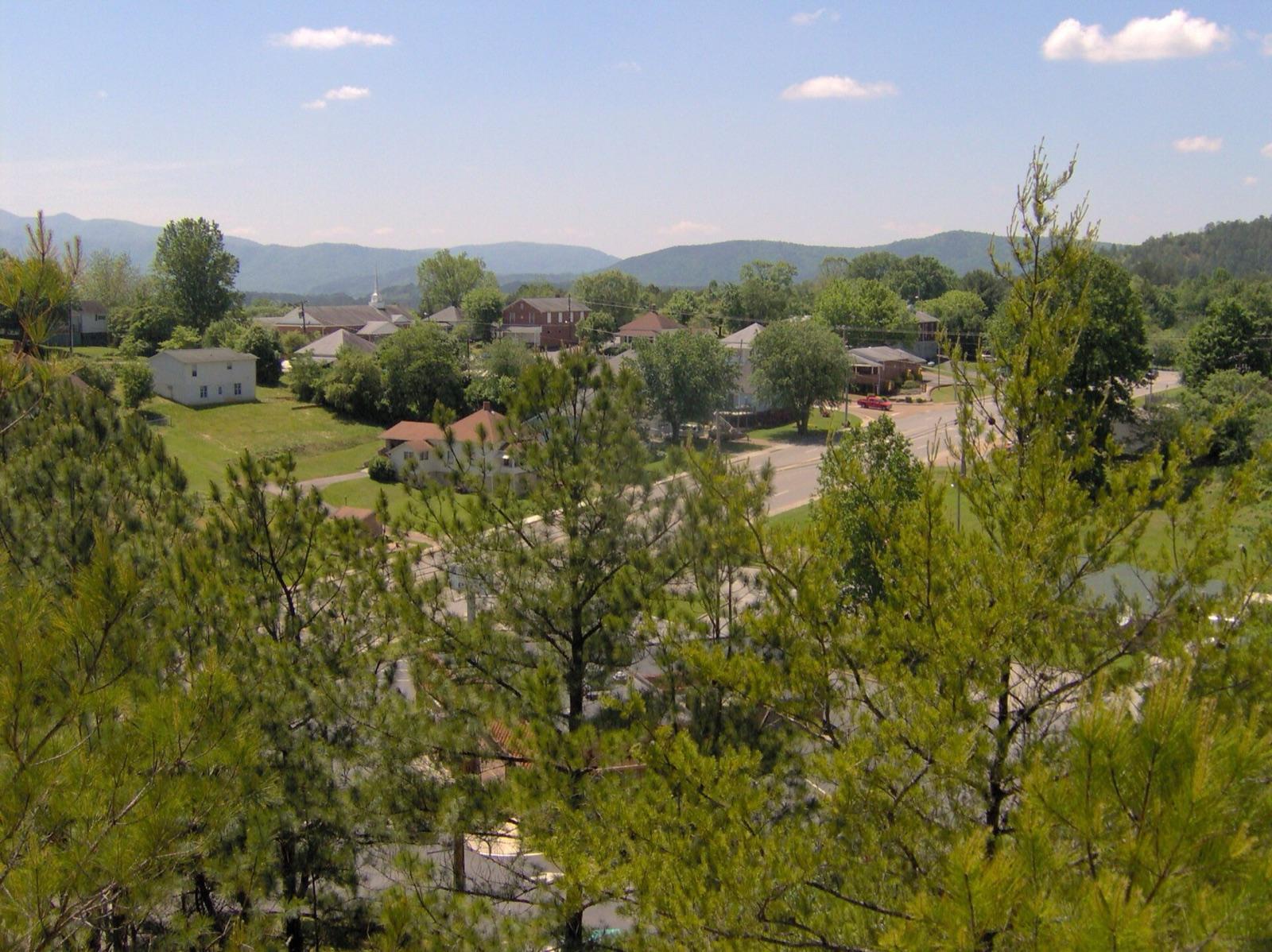 The town of Ducktown seen from the historic Burra Burra Mine, Copper Basin, Polk County, Tennessee