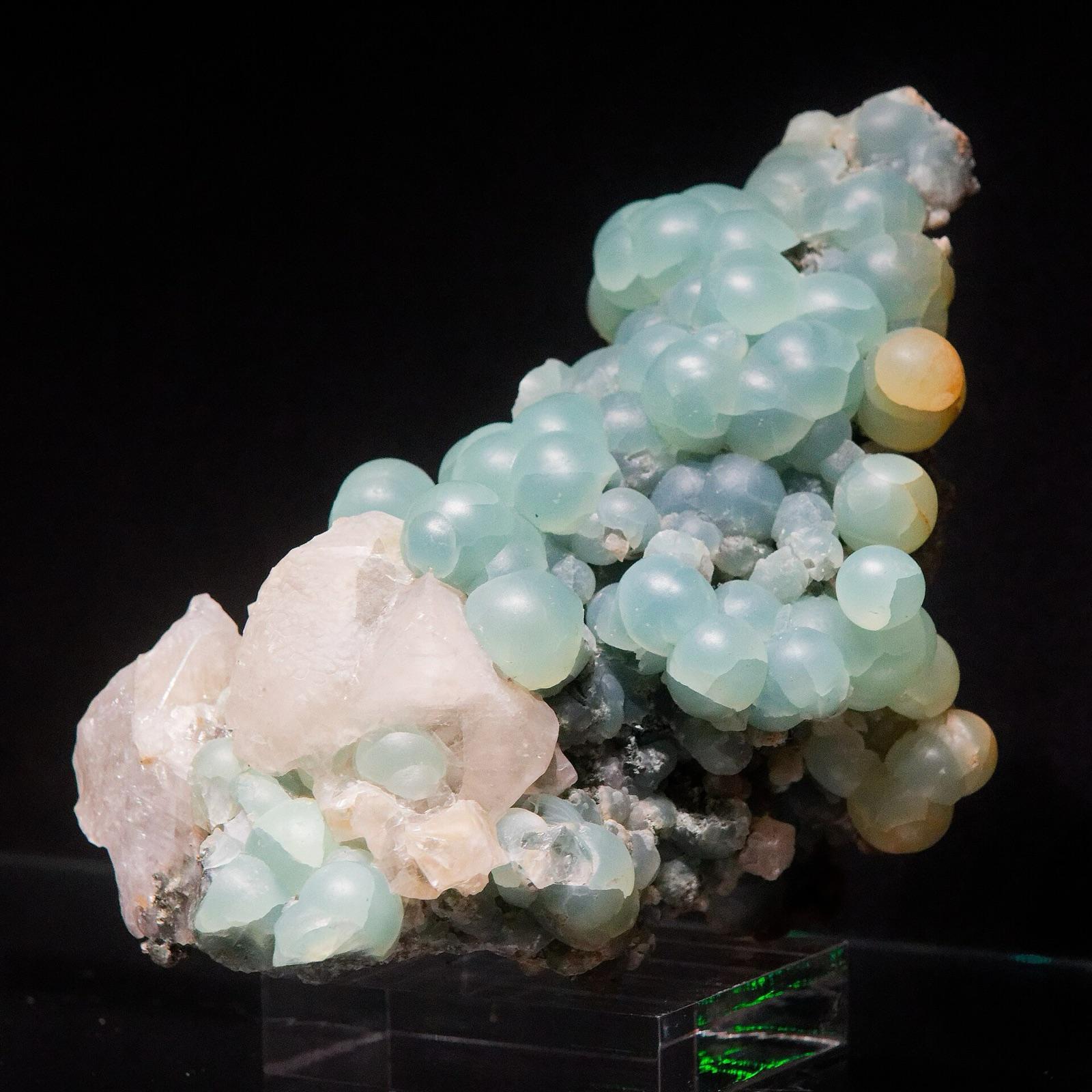 Representative specimen of botryoidal prehnite, a zeolite-suite mineral found in Loudoun County diabase