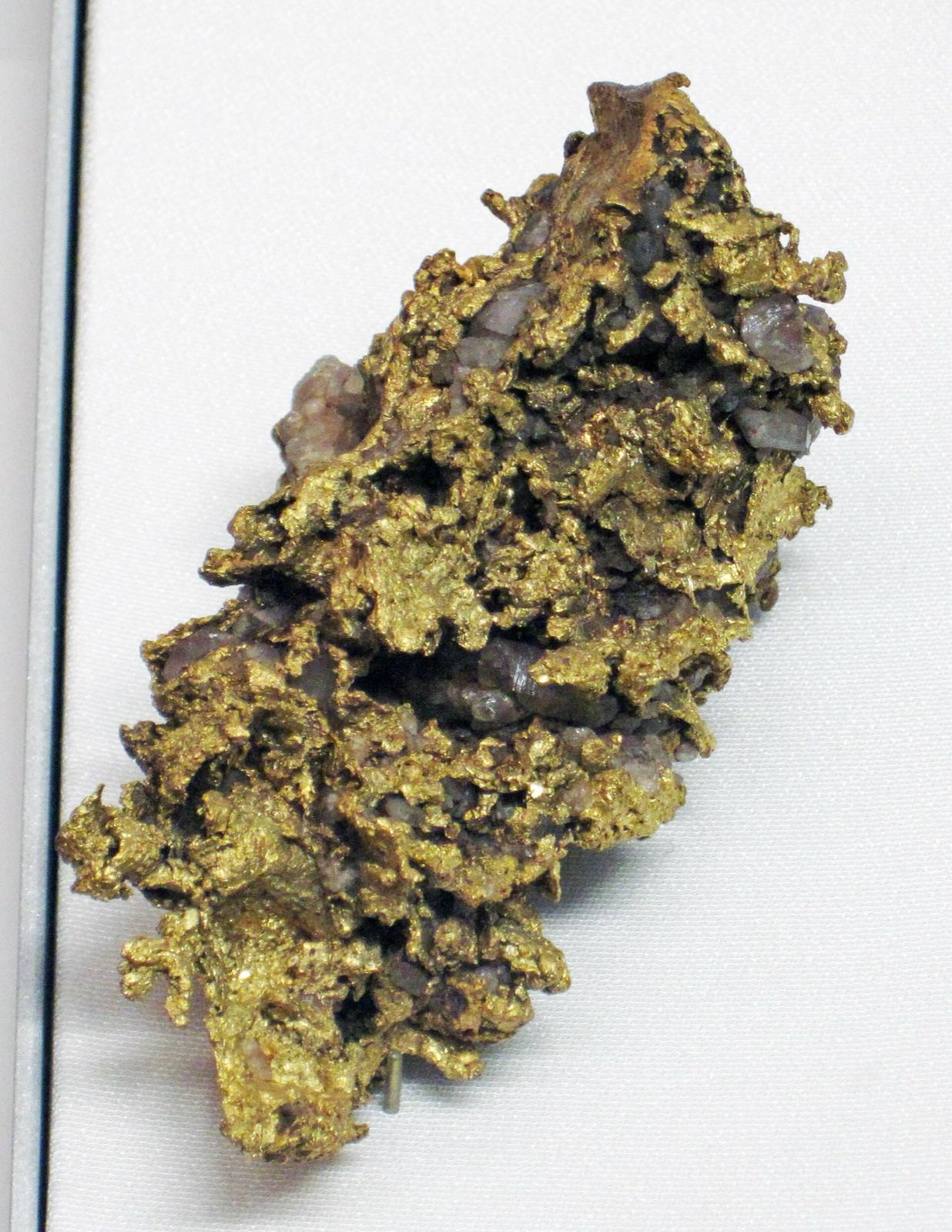 Crystalline native gold on quartz, the form of gold the Liberty district is known for