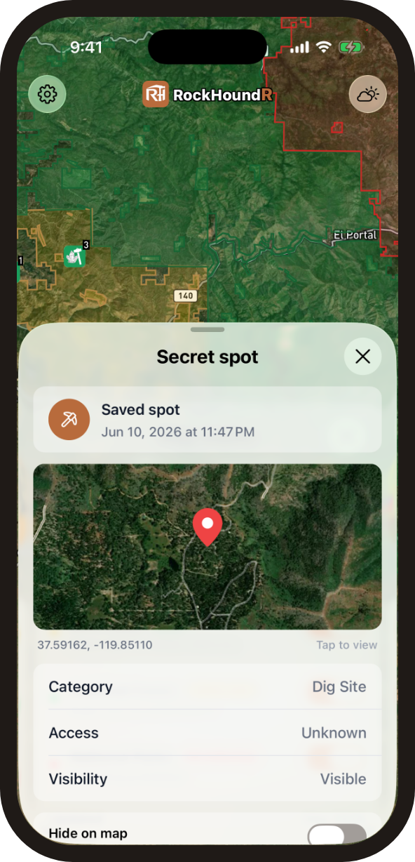 RockHoundR find log listing saved rockhounding finds